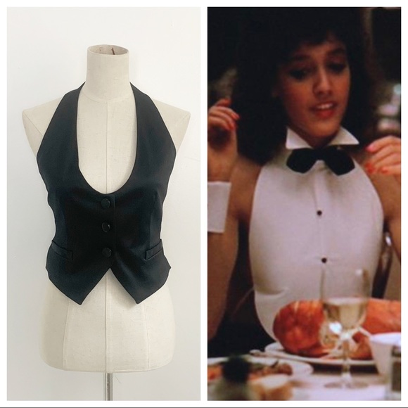 black tuxedo halter top